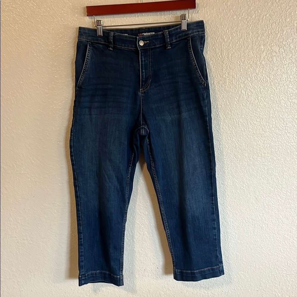 Liz Claiborne Indigo Straight Leg Ankle Mid-rise Denim Jeans